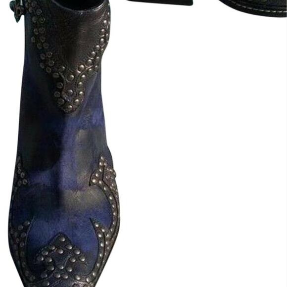 Donald Pliner Western Ocean Suede Crush Metallic Leather Boot Shoe $625 NWT - Picture 6 of 11